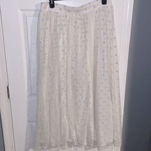 Off White Lace & Polka Dot Maxi Skirt